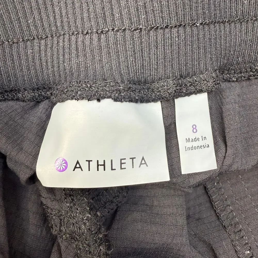 Athleta Joggers Women's 8 Black Cargo Athleisure Preppy Fitness Wear Casual - Picture 6 of 13